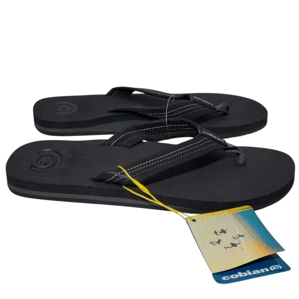 Cobian Oceanside Flip Flop Sandals Men Size 11 Black Arch Support Beach Pool NEW